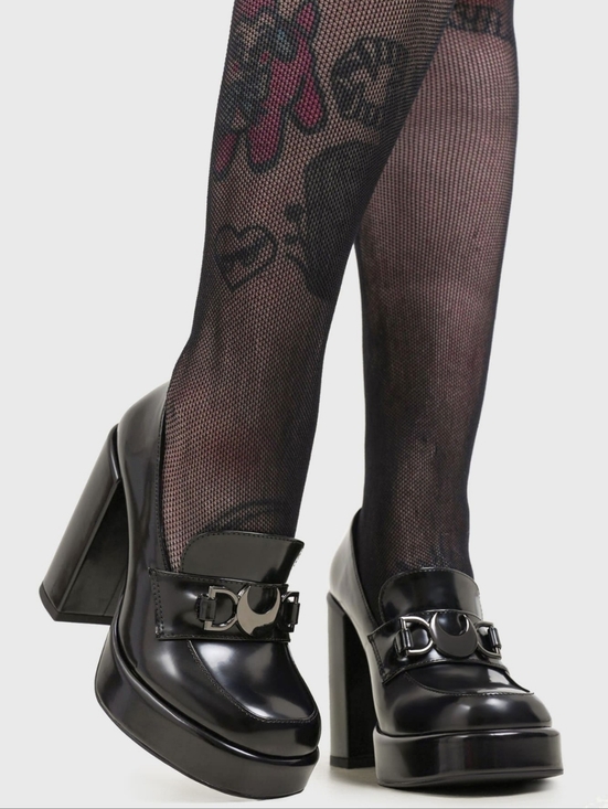 Killstar Shoes - Killstar Black Patent Platform Loafer Heels